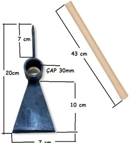 Resim Sürmene Çift Taraflı Baltalı Kazma - Dövme Çelik Saplı 
