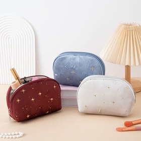 Resim Şık Yarı Ay Makyaj Çantası, Moda Kozmetik Düzenleyici, Kompakt ve Taşınabilir Seyahat Saklama Kesesi 