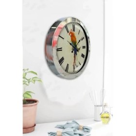 Resim Bahat Krom Çerçeveli Salon Ofis Duvar Saati 36 cm 