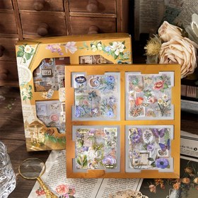 Resim 100 adet Büyük Parti Sticker Hediye Kutusu, Scrapbooking için Etiketler, Retro Zarif Bitkiler ve Çiçekler, Junk Journaling Malzemeleri, Su Bardakları ve Fotoğraf Çerçeveleri veya Günlükler Süsleyin 