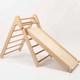Resim Montessori Pikler Üçgeni + Kaydırak İkili Tırmanma Seti 