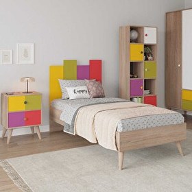 Resim Adore Mobilya Rainbow Tek Kişilik Karyola-Sonoma-Renkli 105x106x206 CM 