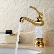Resim Zeyzeyyapi zeyarmatur Beyaz Gold Lavabo Bataryası Gold Beyaz Banyo Lavabo Bataryası 