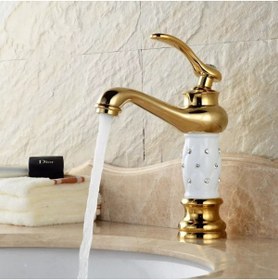 Resim Zeyzeyyapi zeyarmatur Beyaz Gold Lavabo Bataryası Gold Beyaz Banyo Lavabo Bataryası 