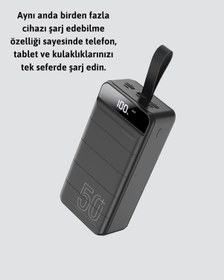 Resim Yüksek Kapasiteli 50.000 Mah Powerbank - Type-c, Lightning Ve Micro Usb Uyumlu, Çoklu Cihaz Şarj Özellikli Çoklu 