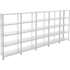 Resim Rafburada 5 Katlı 5'li Galvaniz Çelik Raf - Depo, Arşiv, Kiler, Dosya, Market Rafı-59x75 cm-150 cm-1.00 mm 