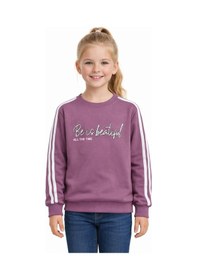Resim Kız Çocuk Kol Şeritli Sweatshirt Bgl-st05269 Gül Kurusu 