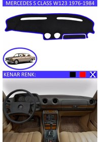 Resim Torpido Koruma Halısı Siyah Kenar Renk Mavi Mercedes S Class W 123 1976-1984 İle Uyumlu 