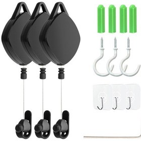 Resim Htc Vive Pro/oculus Rift/oculus Quest Link/oculus Quest 2 Geri Çekilebilir Tavan Kasnağı Vr Kablo Yönetim Sistemi İçin Mftde 3 Adet - Siyah 