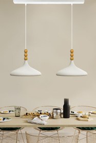 Resim Bamyum Ikili Champion Dokulu Açık Krem Sarkıt Lamba Yemek Masası Oturma Odası Mutfak Salon Otel Café 