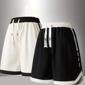 Resim 1 adet Erkek Yüksek Kaliteli Düz Renk Şort, Elastik Bel ve Bağcıklı - Rahat Bol Kesim, Esnek Olmayan Kumaş, Basketbol ve Rahat Giyim İçin Orta Bel Tasarımı, Basketbol Şortları, Spor ve Dinlenme Giyim, Minimalist Tarz, Pürüzsüz Dokuma, Yarım Pantolon Erkek Spor, Beyaz Şortlar Erkekler İçin, Kordonlu Bermuda, Erkekler İçin Yarım Voleybol Beyaz 