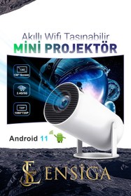 Resim EN SİGA Android Mini projektör1280 * 720P Akıllı WIFI projektörü Taşınabilir Bluetooth TV Ev sineması HDMI 