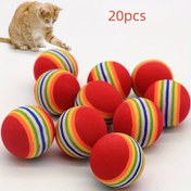 Resim 20 Adet Renkli Çizgili Kedi Oyun Topları - Etkileşimli, Dayanıklı Peluş Oyalama Oyuncakları Yavru & Yetişkin Kediler İçin, Pilsiz Eğlence, İç Mekan Kedileri İçin Kedi Oyuncakları 