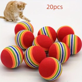 Resim 20 Adet Renkli Çizgili Kedi Oyun Topları - Etkileşimli, Dayanıklı Peluş Oyalama Oyuncakları Yavru & Yetişkin Kediler İçin, Pilsiz Eğlence, İç Mekan Kedileri İçin Kedi Oyuncakları 