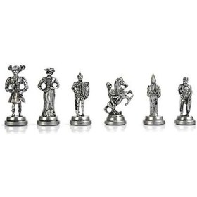 Resim Orta Boy Metal İspanyol Satranç Takımı Antik Ve Ceviz Desenli Sandıklı Mdf Tahtası 36x36x6 Cm. 