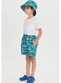 Resim Benitto Kids Erkek Çocuk Desenli Deniz Şortu 7010-yeşil 