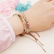 Resim 1 adet Boho Elegant Cam Boncuk Kolye, Çok Renkli Bohem Tarzı, El Yapımı Boncuklu Bileklik, Günlük Giyim ve Hediye için 