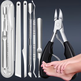 Resim 6 adet Ağır Hizmet Tırnak Makası Seti, Eğik Kavisli Bıçak Tırnak Makasları, İçe Girmiş Tırnaklar ve Tırnaklar için, Geniş Çene, Uzun Sap, Kavisli Bıçak ve Sıçrama Korumalı Tasarım, Yaşlılar, Erkekler, Kadınlar için Eğik Tırnak Makasları 