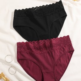 Resim 2 parça takım elbise, malzeme, Kontrast dantel dikişleri, Orta bel külotlar, Fırfır kenarlar, Kadın iç çamaşırı takımı, Günlük tatil parti randevusu 