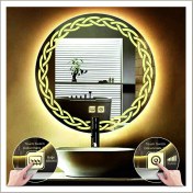 Resim Dnr-Mirror90 Cm Günışığı Ledli Tasarım Kumlamalı Dokunmatik Tuşlu Buğu Önleyicili Banyo Aynası Makyaj Aynası 