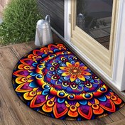 Resim Canlı Bohem Mandala Hoşgeldiniz Matı - Kaymaz, Dayanıklı, Kolay Temizlenebilir Polyester, Giriş, Mutfak, Banyo için İdeal - Renkli Çiçek Tasarımı, Mükemmel Ev Dekorasyonu Hediyesi, Giriş Dekoru|Bohem Tarzı Mat|Makinede Yıkanabilir Mat, Yıkanabilir Alan Ma 