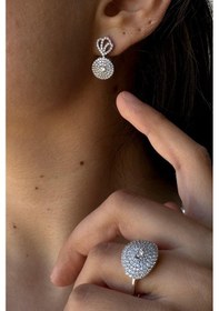 Resim 7,5 Mm Zirkon Taşlı İnci Kolye Bilelik Küpe Yüzük Dörtlü Set 15 / Beyaz Gümüş 