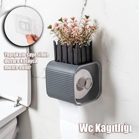 Resim Porsima Yapışkanlı Banyo Tuvalet Kağıtlığı Wc Peçetelik Kağıtlık Tutucu Tuvalet Kağıt Organizeri (Antrasit) 