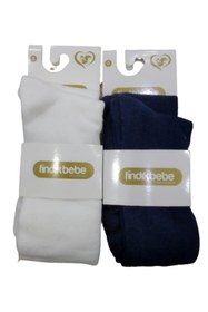 Resim fındık bebe Yenidoğan Külotlu Bebe Çorabı Krem-lacivert 2'li Set 