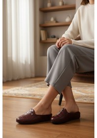 Resim Pierre Cardin Bordo Hafif Önü Kapalı Kadın Ev Terliği Pc-55373 Z Bordo 