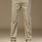 Resim Men's Stylish Solid Pantolon Cep Detaylı, Bahar Sonbahar İçin Rahat Nefes Alabilen Dar Kesim Pamuk Karışımlı Pantolon 
