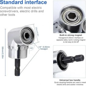Resim Lidyahan Store 1 Adet Esnek Uç Tutucu, Uzatma, Akülü Tornavida Seti, 2 Adet 105° Açılı Tornavida Eklentisi Adaptörü, 3 Adet 1/4 Altıgen Şaft Uzatma Çubuğu, Akülü Tornavida Seti Için 