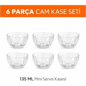 Resim Marılla 6 Lı Cam Mini Kase Seti 135 Ml Kuruyemiş Sos Tatlı Sunum Kasesi Şeffaf 