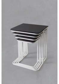 Resim Beyaz Ayak - Siyah Üst - Statik Vegas Zigon Sehpa 