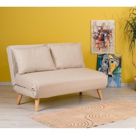 Resim Folde 120 İkili Yataklı Katlanır Koltuk Keten Krem Krem 