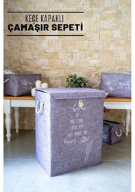 Resim Digithome Keçe Kapaklı Çamaşır Sepeti 55x41x30 Cm Gri - 103488 C1-1-152 Diğer 