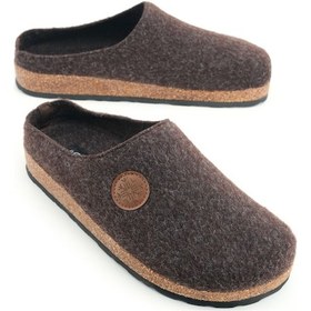 Resim Gezer Kışlık Mantar Taban Ev Bahçe Rahat Taban Erkek Terlik Kahve 