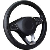 Resim Siyah Şık Araba Araç Kaymaz Direksiyon Suni Deri Kaplama Jant Kapağı Koruyucu 