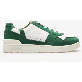 Resim Lacoste T-Clip Leather Mens Sneaker Hakiki Deri Günlük Spor Ayakkabı Beyaz Yeşil 