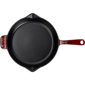Resim Lava Döküm Yuvarlak Kızartma Tavası Döküm Demir Yekpare Saplı. Çap Ø 28cm-bordo Bordo 