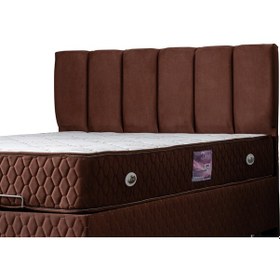 Resim Setaymobilya Baza, Tetra Koyu Kahve Çift Kişilik Baza + Başlık + Deluxe Yatak 