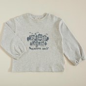 Resim Tiny House Baskılı Sweatshirt Gri 