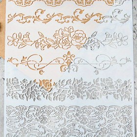 Resim 1 adet Yeniden Kullanılabilir Plastik Desenli Dantel Şablonu Boyama, DIY Scrapbooking, Kart Yapımı ve El İşleri İçin - Çiçek ve Süslemeli Tasarımlar Davetiyeler, Hediyeler ve Sanatsal Projeler İçin, Kart Yapım Araçları | Yaratıcı El İşleri | Zarif Motifler, El İşleri İçin Yeniden Kullanılabilir Şablonlar 