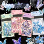 Resim 40 adet 2'li Paket İridisent Kristal Kelebek Çıkartmaları, Yeniden Kullanılabilir 3D Dekoratif Etiketler DIY Günlükler ve El Sanatları için, Parıldayan PET Malzeme, Scrapbooking ve Parti Hediyeleri için Mükemmel, Scrapbook Çıkartmaları 