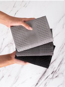 Resim Mutfak Havlusu 3 Lü Torshon Napoli 45x70 Cm Antrasit - Krem 