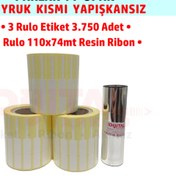 Resim DİJİTAL BARKOD 4'lü Set Kuyumcu Etiketi 10x72 Mm + Resin Ribon 110x74mt 