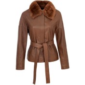 Resim Kahverengi Deri Kadın Kürk Mont - K23KDM320371-T1K 