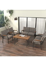 Resim Mygusi Hayal Balkon Bahçe Cafe - Metal Kanepe Koltuk Takımı - 2+2+1+1+masali Cappucino 