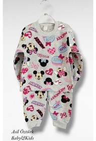 Resim ÇAKIR BEBE Mickey Minnie Mouse Alt Üst Eşofman Takımı Içi Şardonlu Kışlık Pijama 