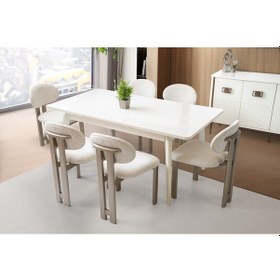 Resim Delüx Yemek Masası 6 Sandalye Aytaşı 