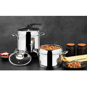 Resim Evimsaray Düdüklü Tencere Seti Zümrüt Siyah 7+4lt Gri 